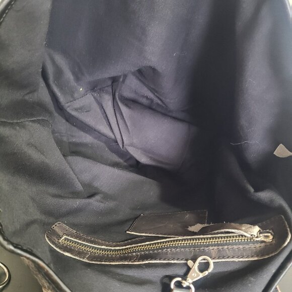 FreeBird Mara Distressed Gray Leather Marbled Large Travel Tote Shoulder Bag - Picture 8 of 8